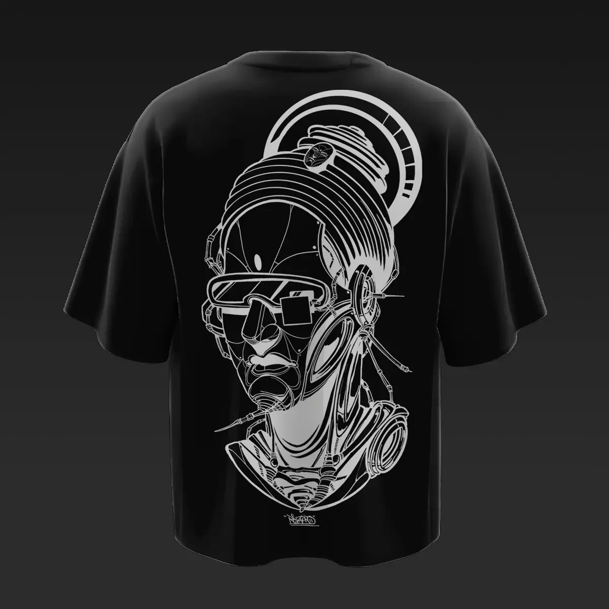 Mech Pop Buddha Oversized Black T-shirt