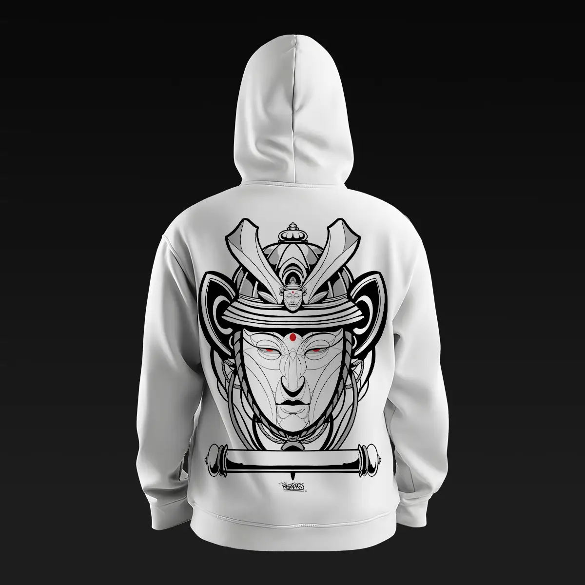 Samurai Buddha White Hoodie