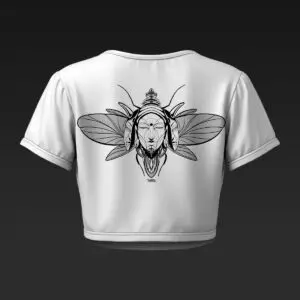 Beetle Buddha White Crop-Top