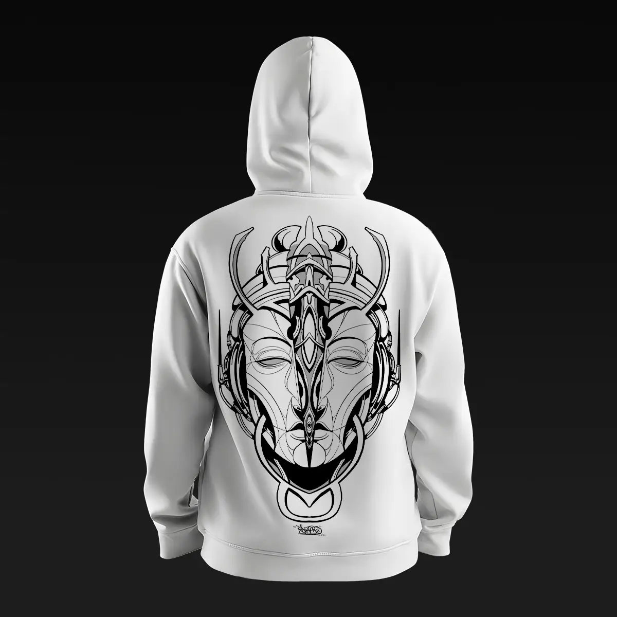 Mech Buddha White Hoodie