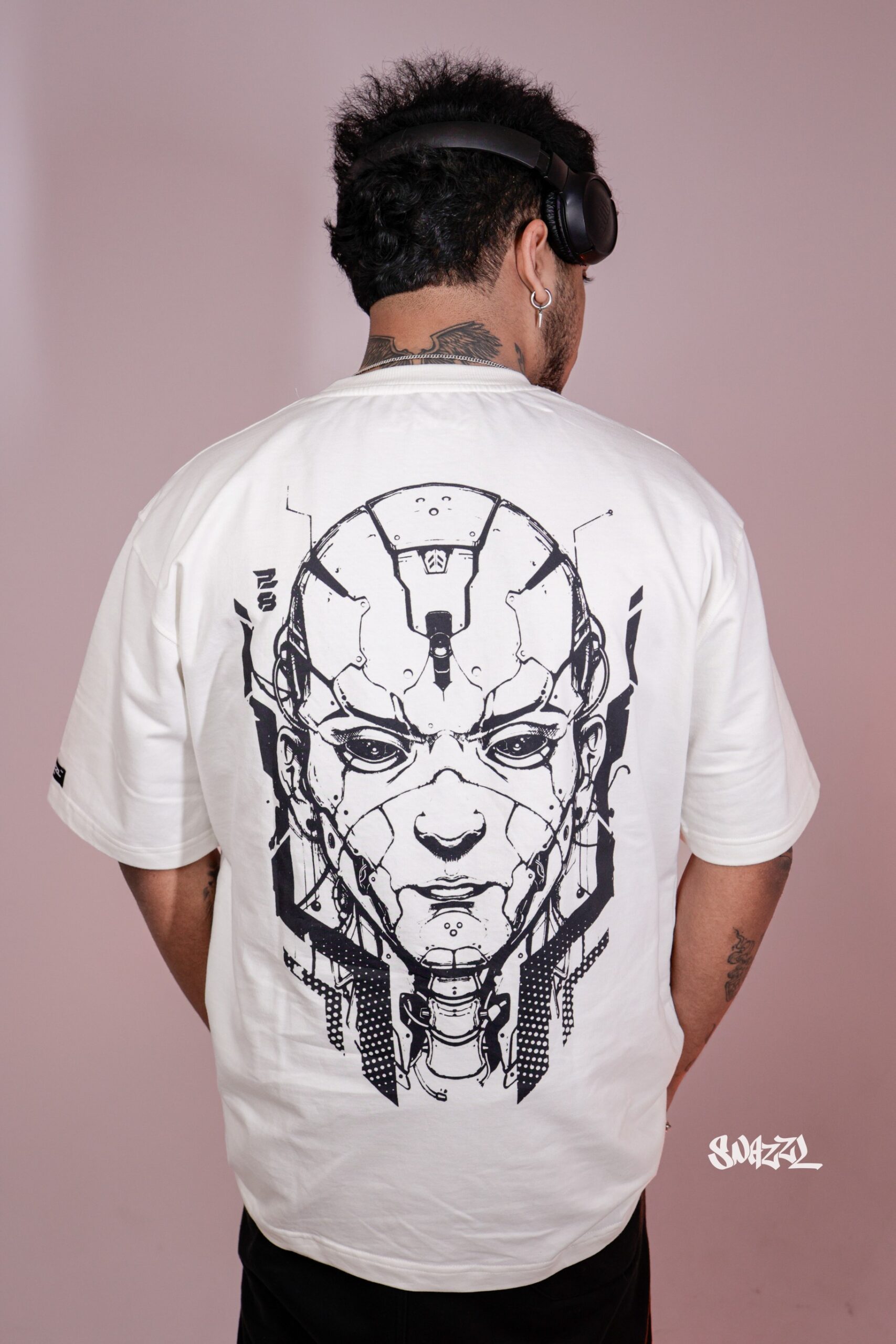 Glitched Reality Oversized White T-shirt - Image 2